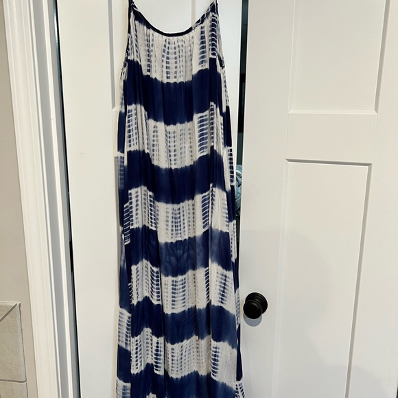 Tie dye hi-lo maxi dress, navy/white NWT - Picture 2 of 2